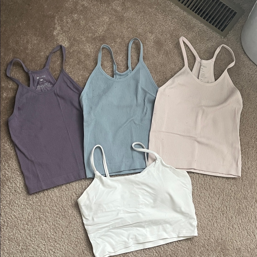 Ododos M/L Women's Ribbed Tank Top Set - Purple, Blue, Pink, White